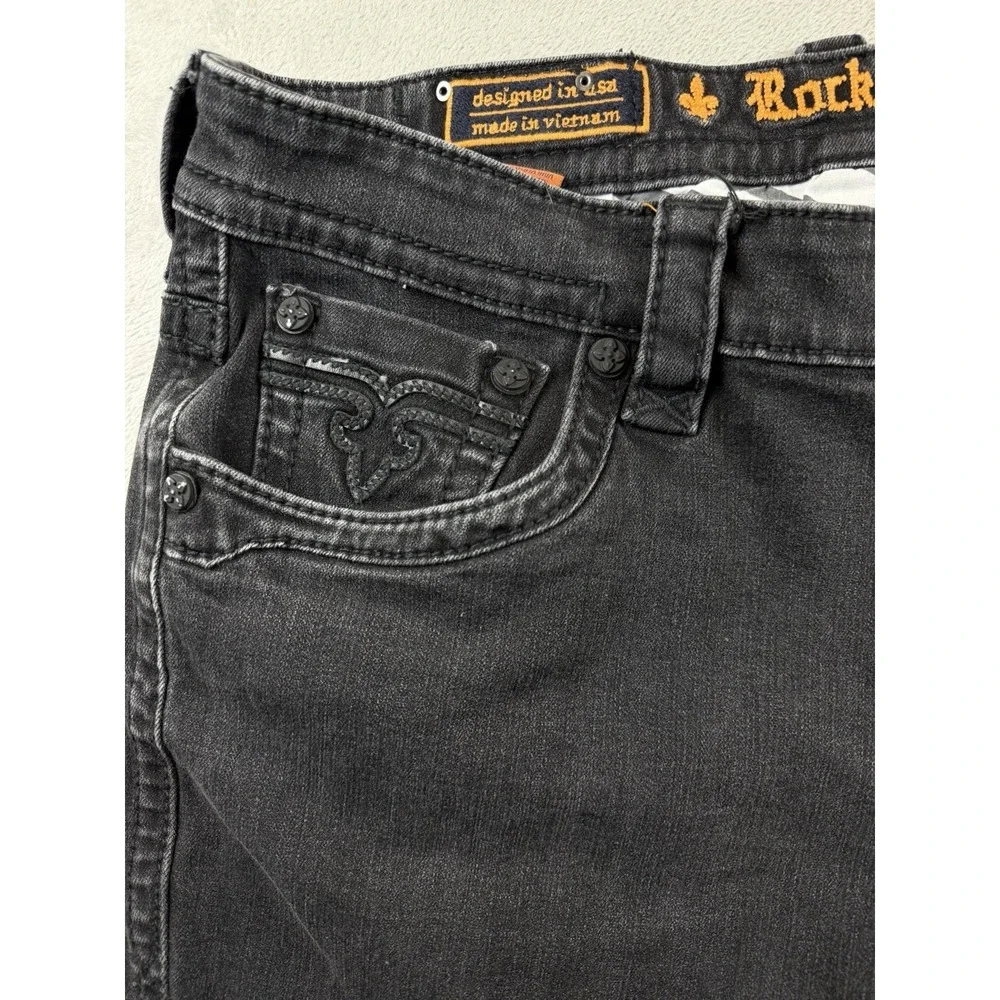 Rock Revival‎ Arther Alt Straight Jeans Men's 42x31 Black Denim Dark
